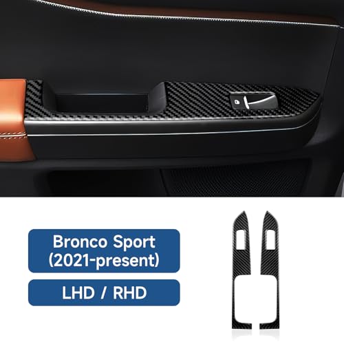 Image of Car Carbon Fiber Rear Window Lift Switch Cover Trim for Ford Bronco Sport 2021 2022 2023 2024 Interior Accessories