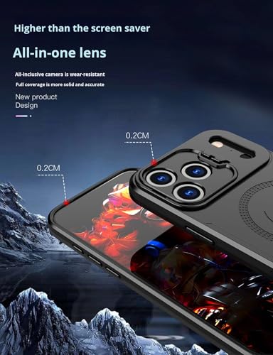 Image of Sentinel Back Cover Case for iPhone 17 Pro Max with Reinforced Lens Guard and High-Strength Magnetic Lock (HD Acrylic + TPU + PC), Black