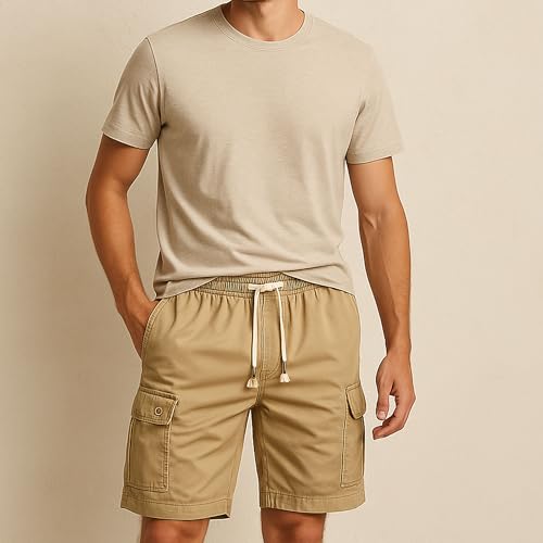 Pantalones cortos cargo holgados de algodón para hombre miniatura 2