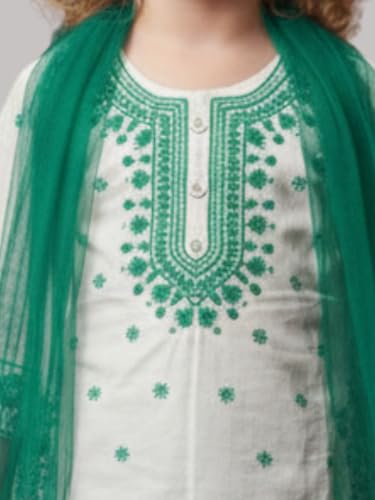 Image of A.T.U.N. (ALL THINGS UBER NICE) Girls Heavy Thread Embroidered Salwar Suit Set with Dupatta | Designer 3 Piece Traditional Ethnic Outfit for Festive & Celebration Wear