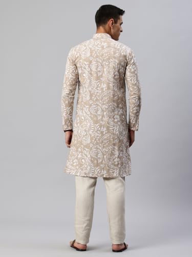 Image of Majestic Man Men's Cotton Regular Fit Ethnic Motifs Printed Long Kurta