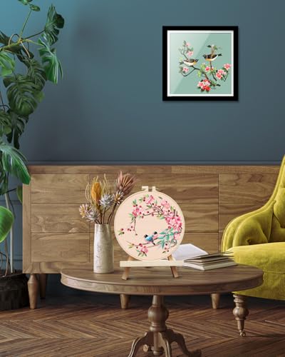 Image of TINDTOP Embroidery Kit for Adult, Owl Embroidery Kit for Beginners | Include Embroidery Cloth Hoops Threads for Craft Lover Hand Stitch with Embroidery Skill Techniques (Bird)