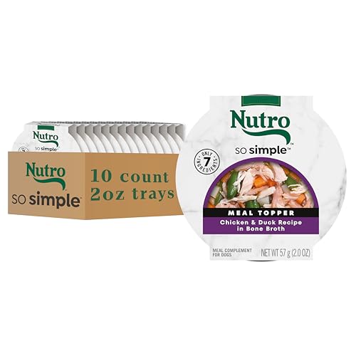 Image of Nutro So Simple Wet Dog Food Meal Complement, Dog Food Toppers Chicken & Duck Recipe in Bone Broth, 2 oz. Trays (10 Count, Pack of 1)