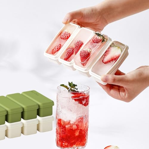 Molde de silicona para cubos de hielo con tapa, 4 compartimentos miniatura 4