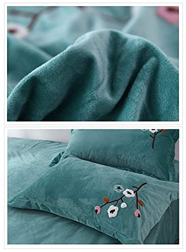 Conjunto de capa de edredom de flanela de veludo, 4 peças, conjunto de cama pesado, tecido grosso e