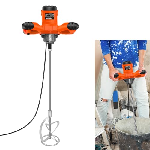 2600W Elektrischer Zementmischer Betonmischer, Elektrischer Mörtelrührer Handmischer mit Mischstab, 6-Geschwindigkeiten,