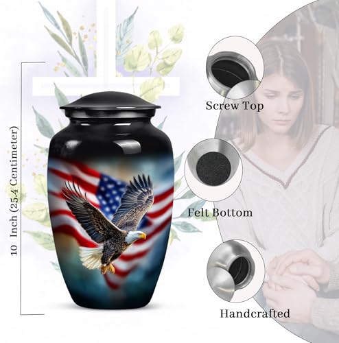 Image of American Flag with Eagle Urn for Ashes Women -Patriotic Cremation Urns Men