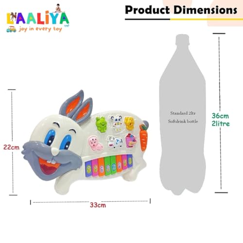 Image of Rabbit Shape Musical Piano Keyboard Toy for Kids, Baby Piano with Animal Sounds, Light & Music, Mini Keyboard Instrument for Boys and Girls Age 1 to 5 Years