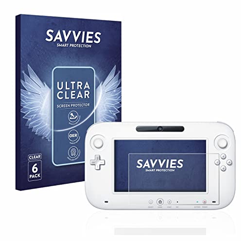 savvies Protector Pantalla para Nintendo Wii U GamePad (Controller) (6 Unidades) Película Ultra Transparente