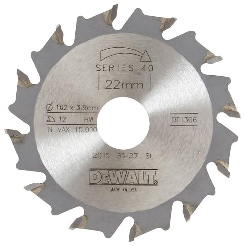 DEWALT DT1306-QZ - Lama per giunti, diametro esterno: 102 mm, diametro interno: 22 mm, spessore: 3.9 mm, numero di denti: 12