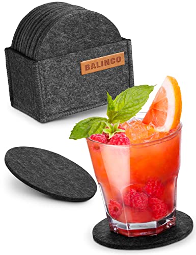 Sottobicchieri in feltro Balinco, sottobicchieri in vetro, sottobicchieri in feltro per bevande, bar, tazze, vetro, resistenti al calore, sottobicchieri per birra con supporto in feltro, set di 12