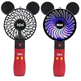 Kbinter Cute Personal Mini Fan, Handheld & Portable USB Rechargeable 1 Speed USB Fans with Colorful LED Light Adjustable, for Indoor Or Outdoor Activities, Cute Mouse