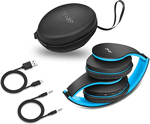 Zihnic Bluetooth Headphones Over-Ear, Foldable Wireless And Wired Stereo Headset Micro Sd/Tf, Fm For Cell Phone,Pc,Soft Earmuffs &Light Weight For Prolonged Wearing (Black/Blue) #TOP5