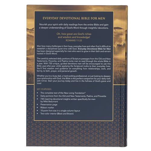 NLT Holy Bible Everyday Devotional Bible for Men New Living Translation