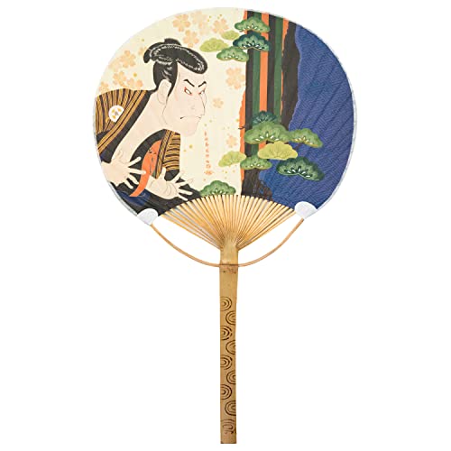 Éventail japonais décoratif en papier avec poignée en bambou Ukiyoe coloré et portable Uchiwa pour fête souvenir Cosplay