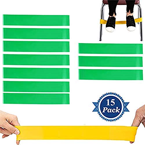 fun deal 15 PCS Chair Bands Stretch Foot Band,Fidget Bands Bouncy Kick Fidgets for Elementary, Middle, High School Students and Adults for Classroom Chairs and Desk Fidget Feet BandÂ  (Green)