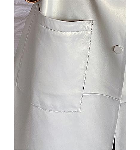 Manteau long en cuir ample pour femmes à col en V fluide - 5