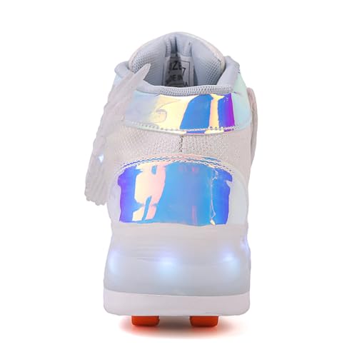LED Roller Skate Shoes for Kids - Boys Girls Light Up Sneakers with Wheels Indoor/Outdoor Sliding Play4