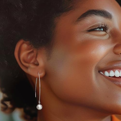 Ross-Simons 8-8.5mm Cultured Pearl Threader Drop Earrings2