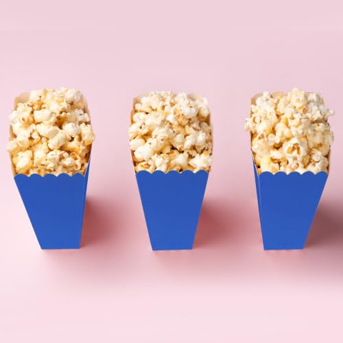 Image of 50 Pcs Popcorn Boxes Mini Paper Popcorn Box Cardboard Popcorn Container for Party Disposable Snack Candy Popcorn Bags Popcorn Holder for Movie Nights Birthday Wedding (Blue)