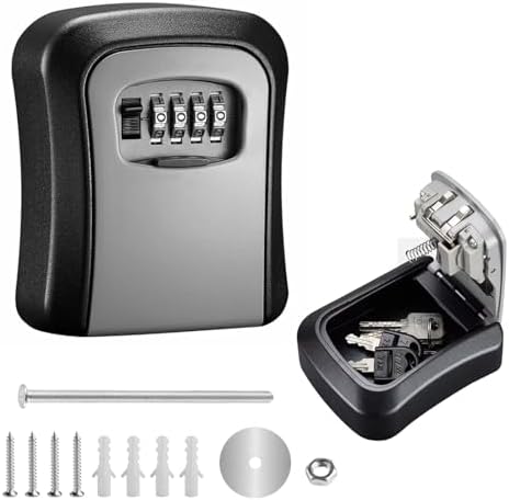 Key Safe Wall Mounted Outside, Key Lock Box Outdoor Indoor with 4...