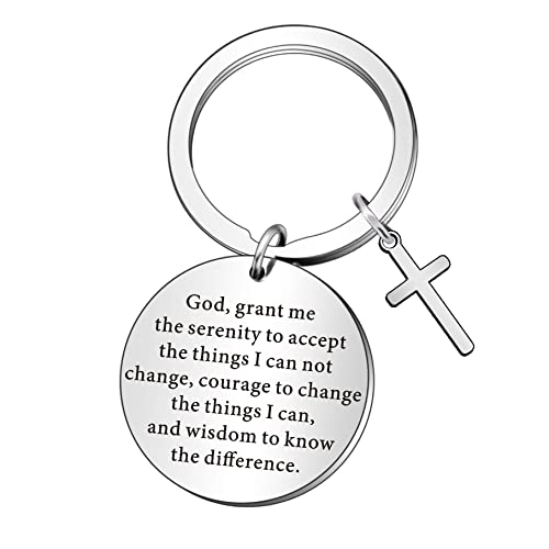 WTOPP Llavero cristiano de oración de serenidad, regalo de recuperación de sobriedad, llavero inspirador, regalo de graduación, regalo religioso para mujeres, hombres, adolescentes, niños, niñas,