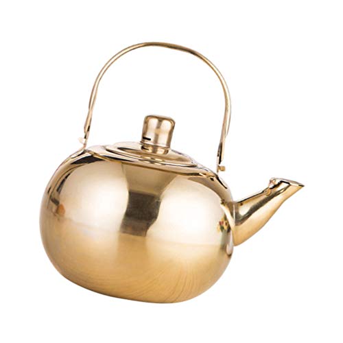 Chaleira de aço inoxidável Cabilock para fogão e chá de folhas soltas (dourado 2L)