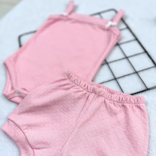 Conjunto Roupa Bebê Menina Body Alcinha Regata Verão Calor com Short Tapa Fralda S20850 Cor:Rosa;Tam