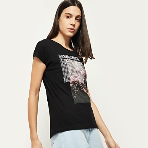Image of Max Women's Cotton Regular Fit Printed Round Neck T-Shirt