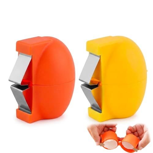 2PCS Egg Cracker Multifunctional Egg Peeler & Egg Shell Opener Tool Easy Egg Shell Remover for Hard Boiled Eggs Orange & Yellow Kitchen Gadgets for Easy Peeling & Separating