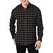 Amazon Essentials Men's Regular-Fit Long-Sleeve Plaid Flannel Shirt, Charcoal Buffalo, Large