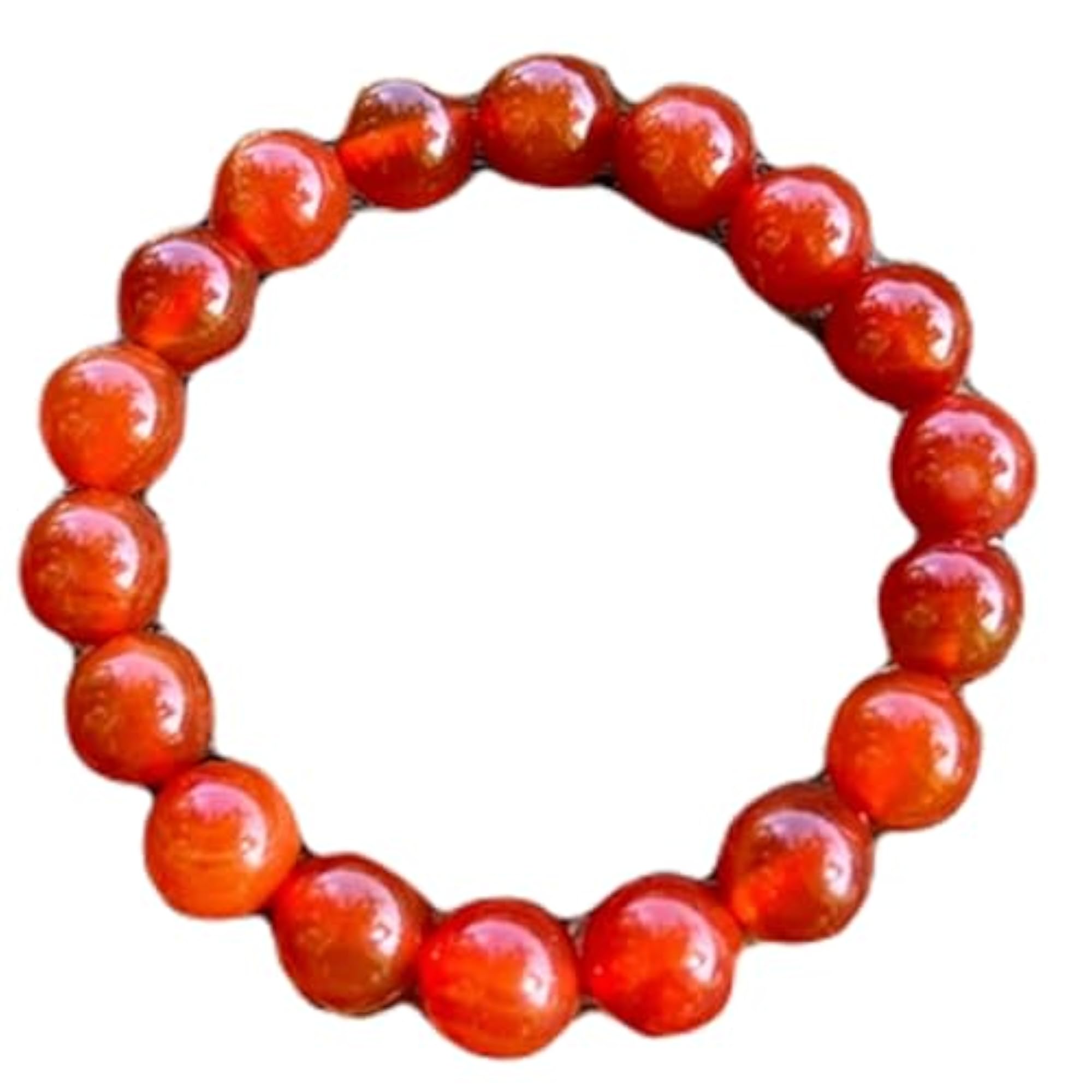 Unisex Natural Carnelian 10mm Bead Stretchable Bracelet