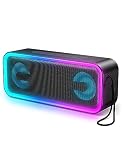 【DSP音声技術・Bass3.0重低音・ デュアルドライバー】30W大音量 ポータブル Bluetooth スピーカー RGBライト連動 真ワイヤレスステレオ対応 IPX7防水 20時間連続再生 Type-C充電 内蔵マイク搭載 ハンズフリー通話日本語説明書付き 臨場感あふれるクリアサウンド アウトドア/キャンプ/お風呂/パーティー向け (マットブラック)