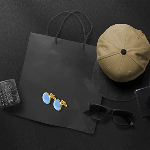 Set de Mancuernillas para Hombre en Acero Inoxidable Dorado Negro miniatura 6
