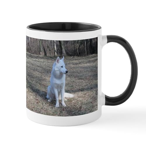 Taza de cerámica blanca Siberian Husky 11 oz miniatura 1