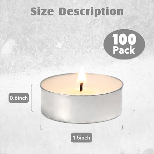 Unscented Tealight Candles - 100 Pack 4 Hours Smokeless White Small Tea Candles for Weddings,Warmer Home Decor for Home - Image 3