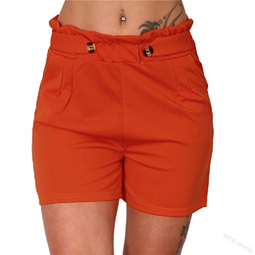 Short feminino de praia plus size com babados e cintura alta da KLJR, Wine Red, Medium