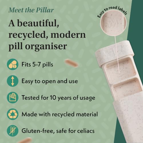Image of Pillar - 7-Day Pill Organizer | Weekly Medicine Pill Container Travel Box - Aesthetic Medication Holder - Stylish Travel Pill Case - Cute Small Medication Organizer 7 Day for Women (Off White)