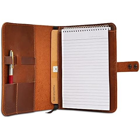 CestAntiQ, Journal Cover, Rustic Leather Journal Cover for Spiral Steno Books, 6" x 9" Leather Handmade top Bound Spiral Notebook Cover, Leather Journal Cover, Refillable Cahier - Brown Cover