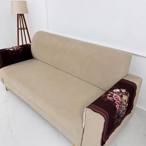 Image of Homerz Premium 'Luxe Series' Sofa Cover | Holland Velvet Fabric | Smooth Finish | Anti-Slip Fleece Backing Couch Protector (Maroon, 2 pc Armrest, Armrest)