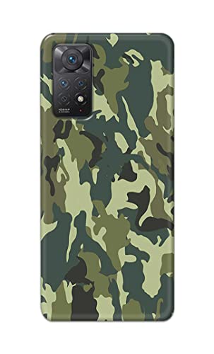 Image of Printed Hard Back Cover Case for Mi Redmi Note 11 Pro 4G | 5G Back Cover (Green Army Camouflage) -1803
