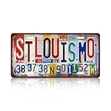 JBYMsign Vintage City Wall Decor St. Louis,Mo License Plate Metal Sign Tin Signs Poster