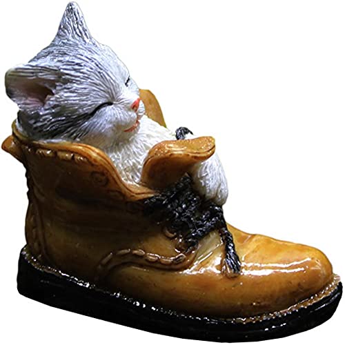 Petit Chat De Sommeil Miniature Figurines, Fée Jardin Accessoires Fée Bricolage pour Fairy Garden Craft Bonsai Décor Cover