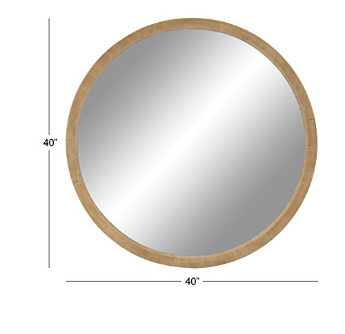 Deco 79 Contemporary Wood Round Wall Mirror, 40" X 3" X 40", Brown #TOP3