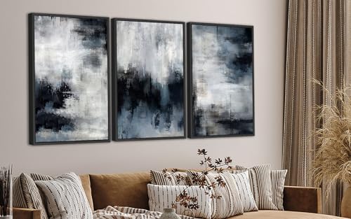 Large Framed Abstract Wall Art, Rustic Blue Canvas Prints, 24"x36"x3 by ASDCEUTICALS - Used condition - Image 8
