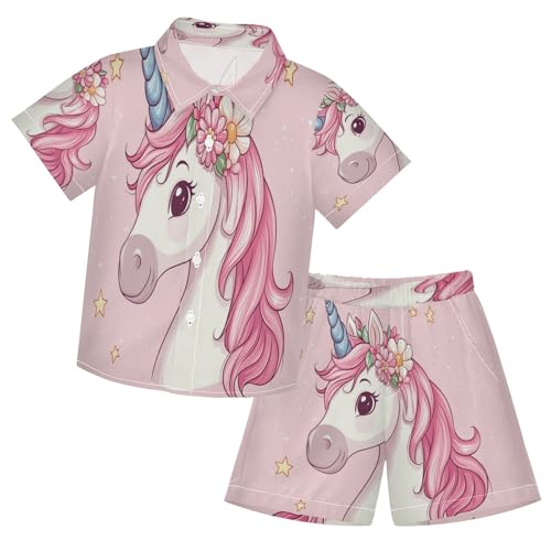 Boccsty Star Unicorn Pastel Pink Boy Summer Shorts Sets Hawaiian Toddler Boys T-Shirt & Pants 2 Pcs 3T