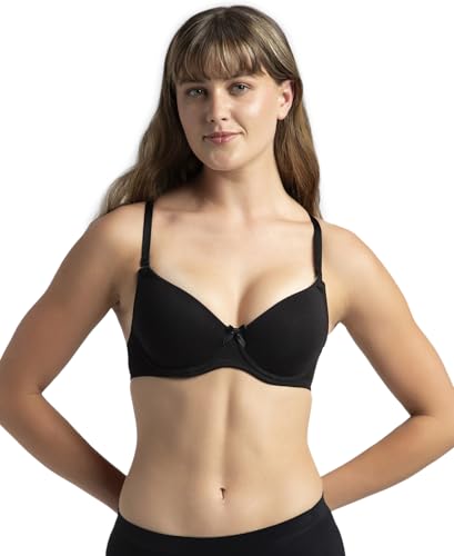 Image of Jockey 1245 Women Under-Wired Padded Super Combed Cotton Elastane Stretch Medium Coverage T-Shirt Bra with Detachable Straps