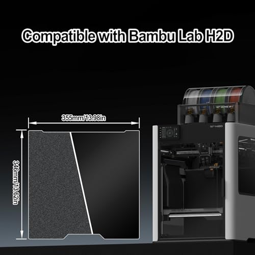 Image of 355x346mm Double-Sided PEI Build Plate for Bambu Lab H2S /H2D, Black Smooth & Textured Flexible Spring Steel Plate, PLA PLA+ TPU Low Temp Printing Bed