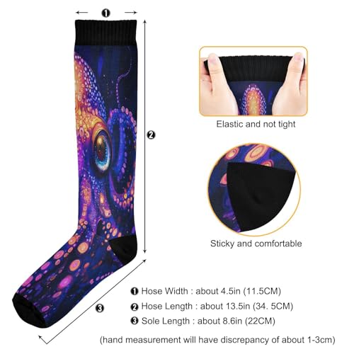 ALAZA Kraken Magic Compression Socks for Women Men Unisex Knee High Stockings for Running Athletic3