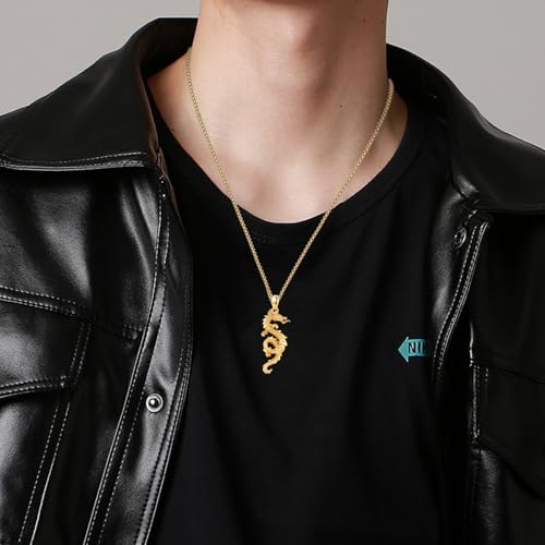 Dragon Necklace 925 Sterling Silver Oxidized/Solid 24K Gold Over Dragon Pendant Unisex Jewelry Valentine's Day Gift for Men Women4